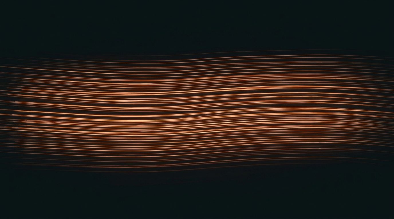 An amber sound waveform on a black field